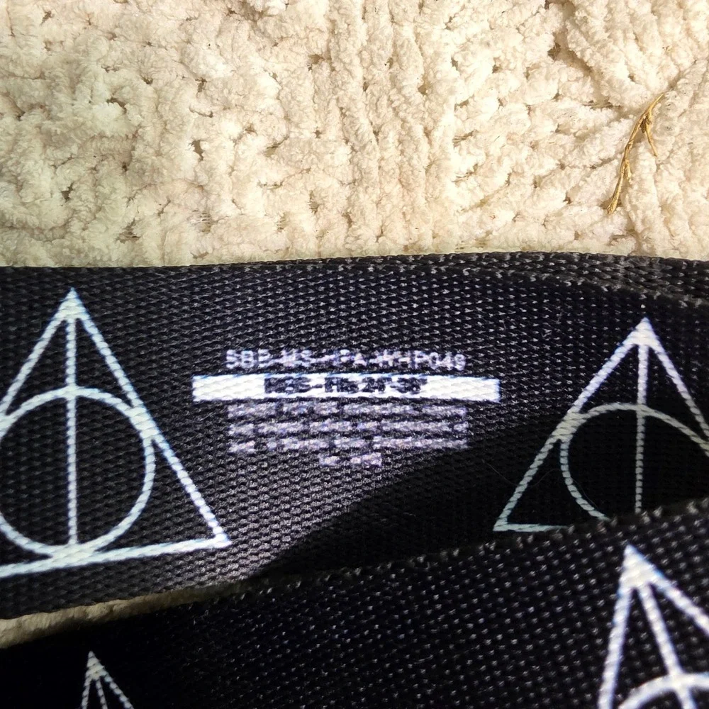 Buckle-Down Harry Potter Deathly Hallows Seatbelt Belt Black Fits 24